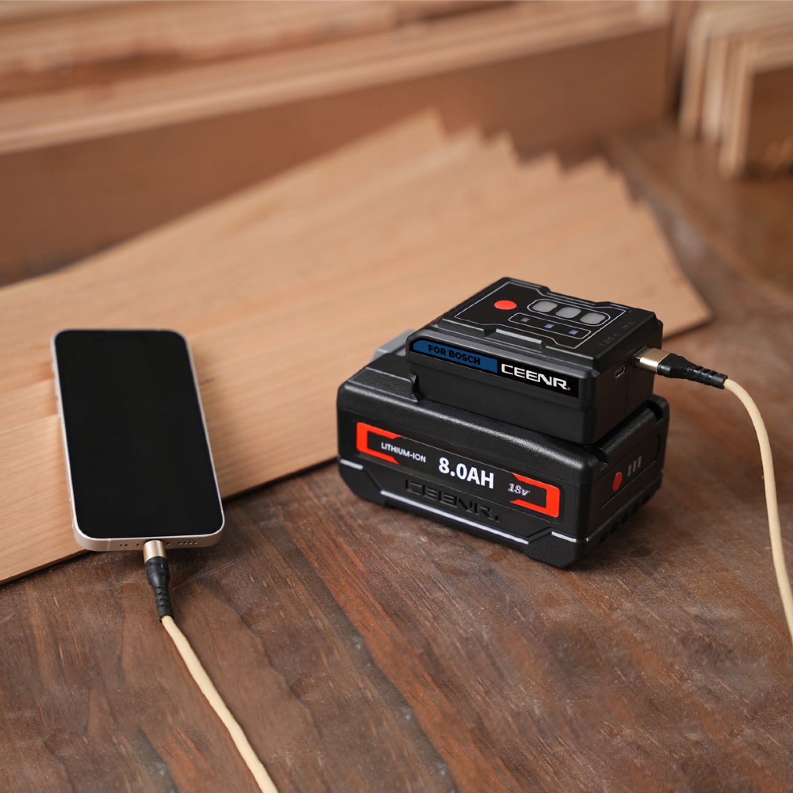 CEENR 45W USB-C Power Bank Adapter for Bosch 18V Batteries
