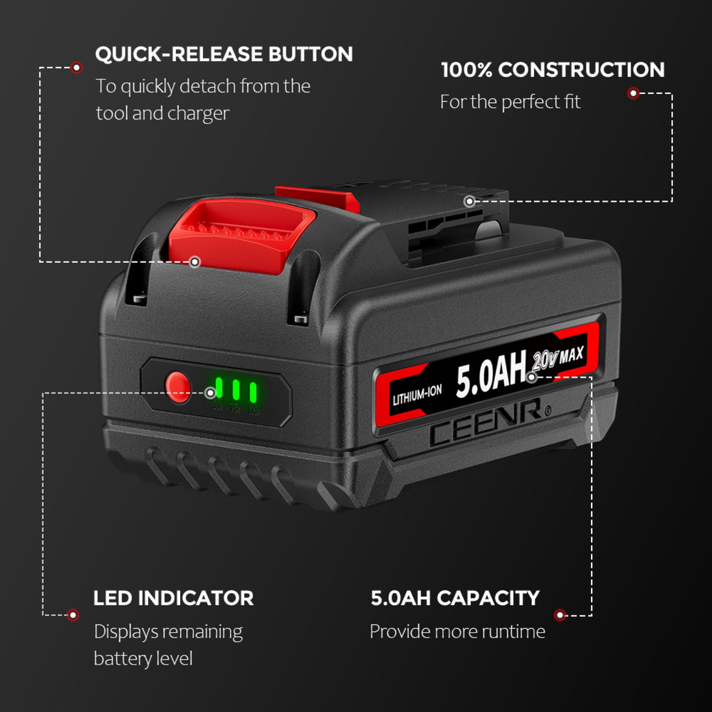 CEENR 5.0Ah Battery for DeWalt 20V Max | Replacement Model DCB200