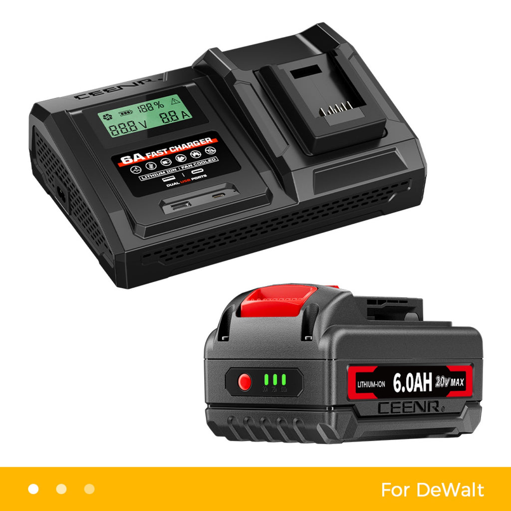 6 Amp Fast Charger for DeWalt 20V Max Lithium-Ion Battery Pack