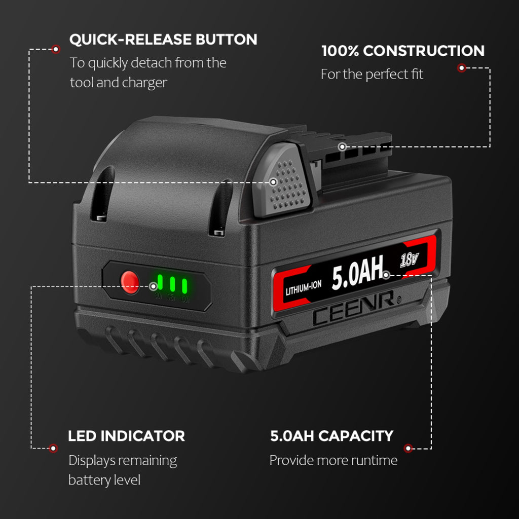 CEENR 5.0Ah Battery for Milwaukee 18V | Replacement Model M 18