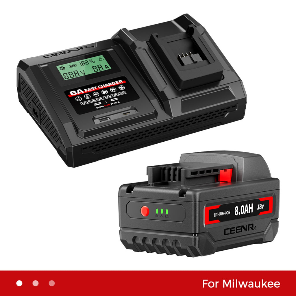 6 Amp Fast Charger for Milwaukee 18V Lithium-Ion Battery Pack