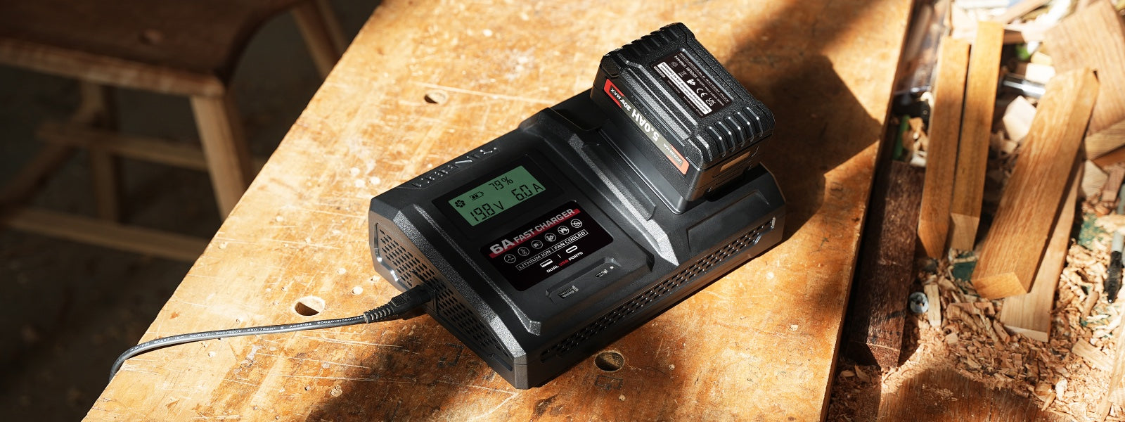 6 Amp Fast Charger for Porter Cable 20V Max Lithium-Ion Battery Pack