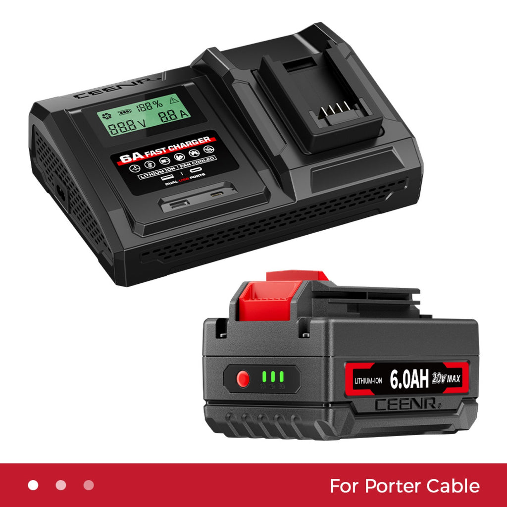 6 Amp Fast Charger for Porter Cable 20V Max Lithium-Ion Battery Pack