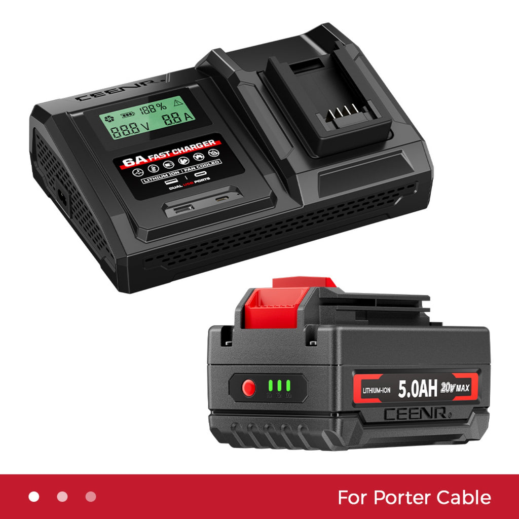 6 Amp Fast Charger for Porter Cable 20V Max Lithium-Ion Battery Pack