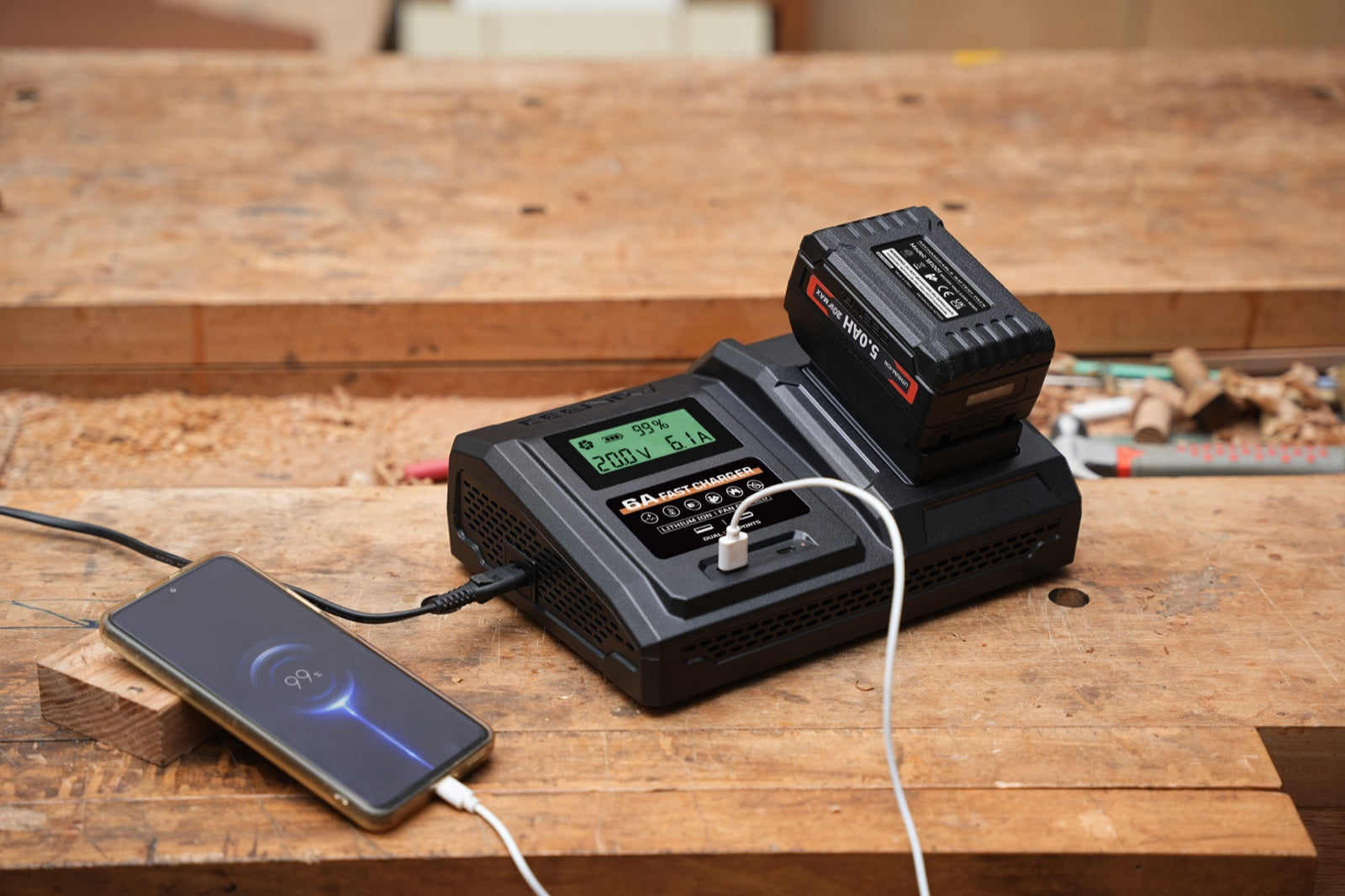 6 Amp Fast Charger for Worx 20V Max Lithium-Ion Battery Pack WA3520