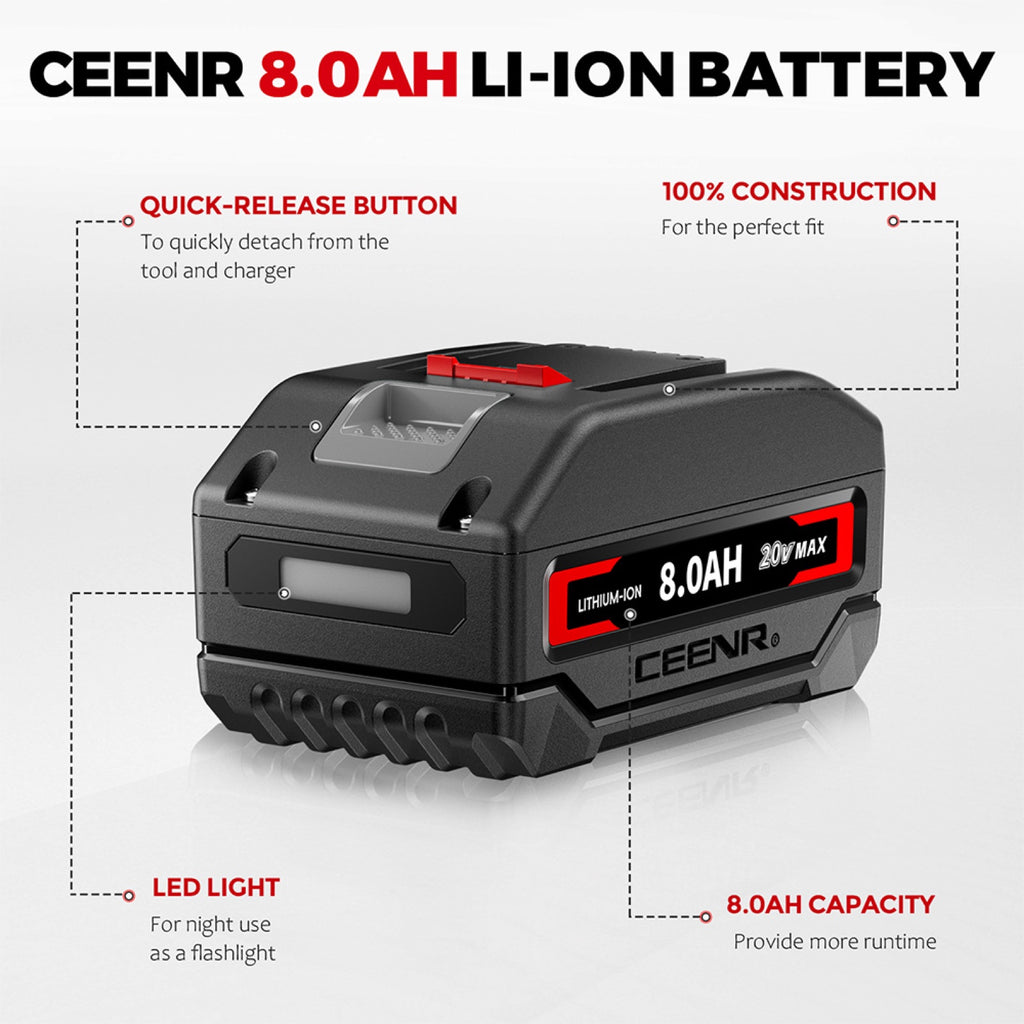CEENR 8.0Ah Battery (with Lishen 21700 Cells) for Worx 20V Max | Model WA3520