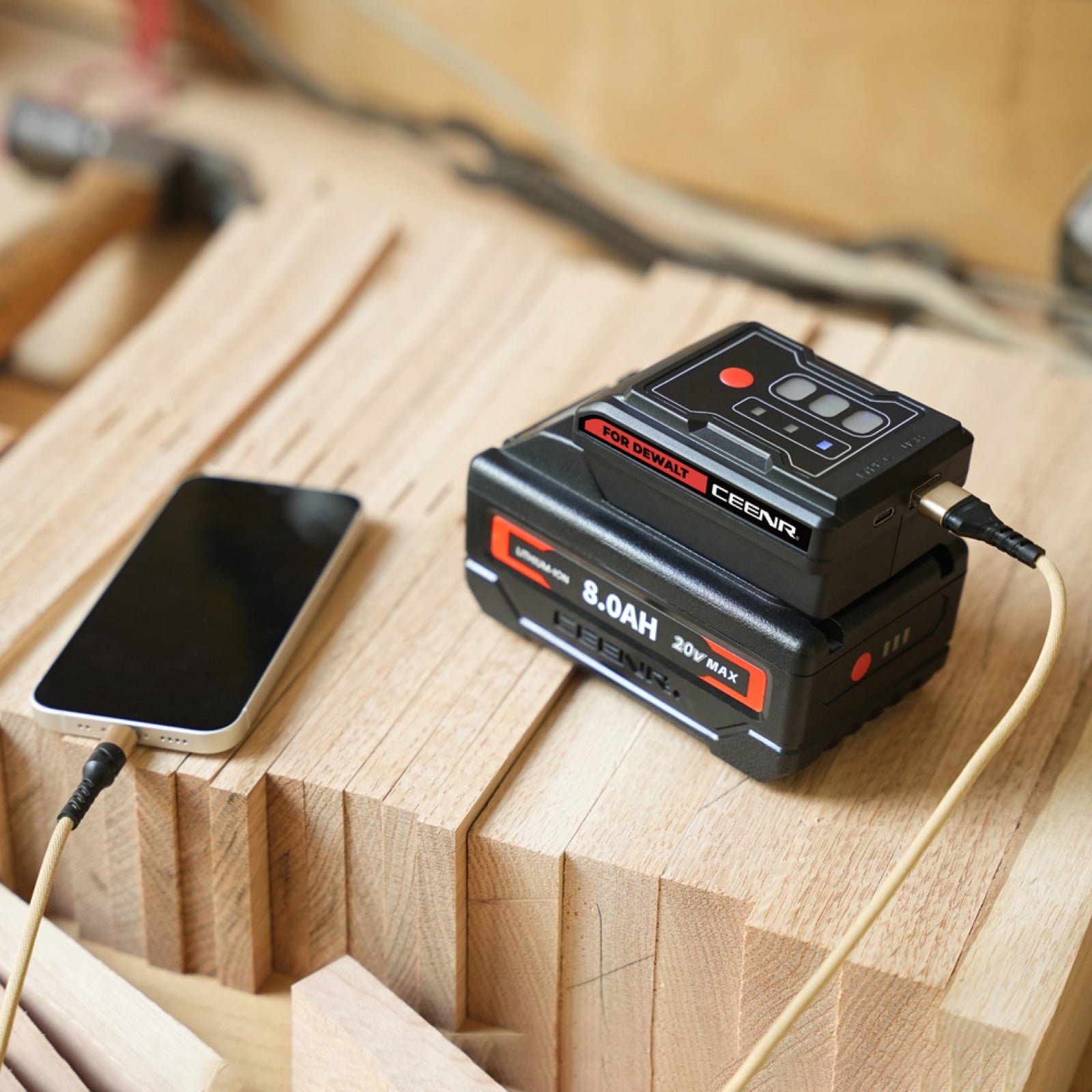 CEENR 45W USB-C Power Bank Adapter for DeWalt 20V Max Batteries