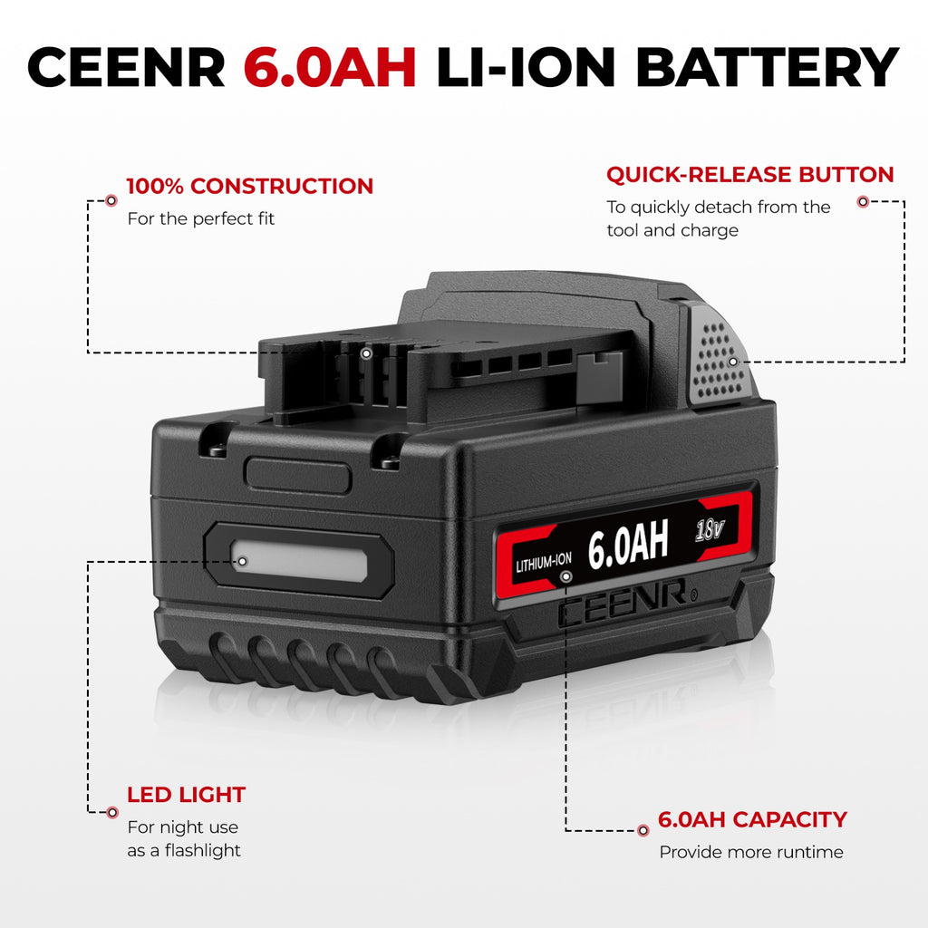 CEENR 6.0Ah Battery (with LG HG2 Cells) for Milwaukee 18V | Replacement Model M 18
