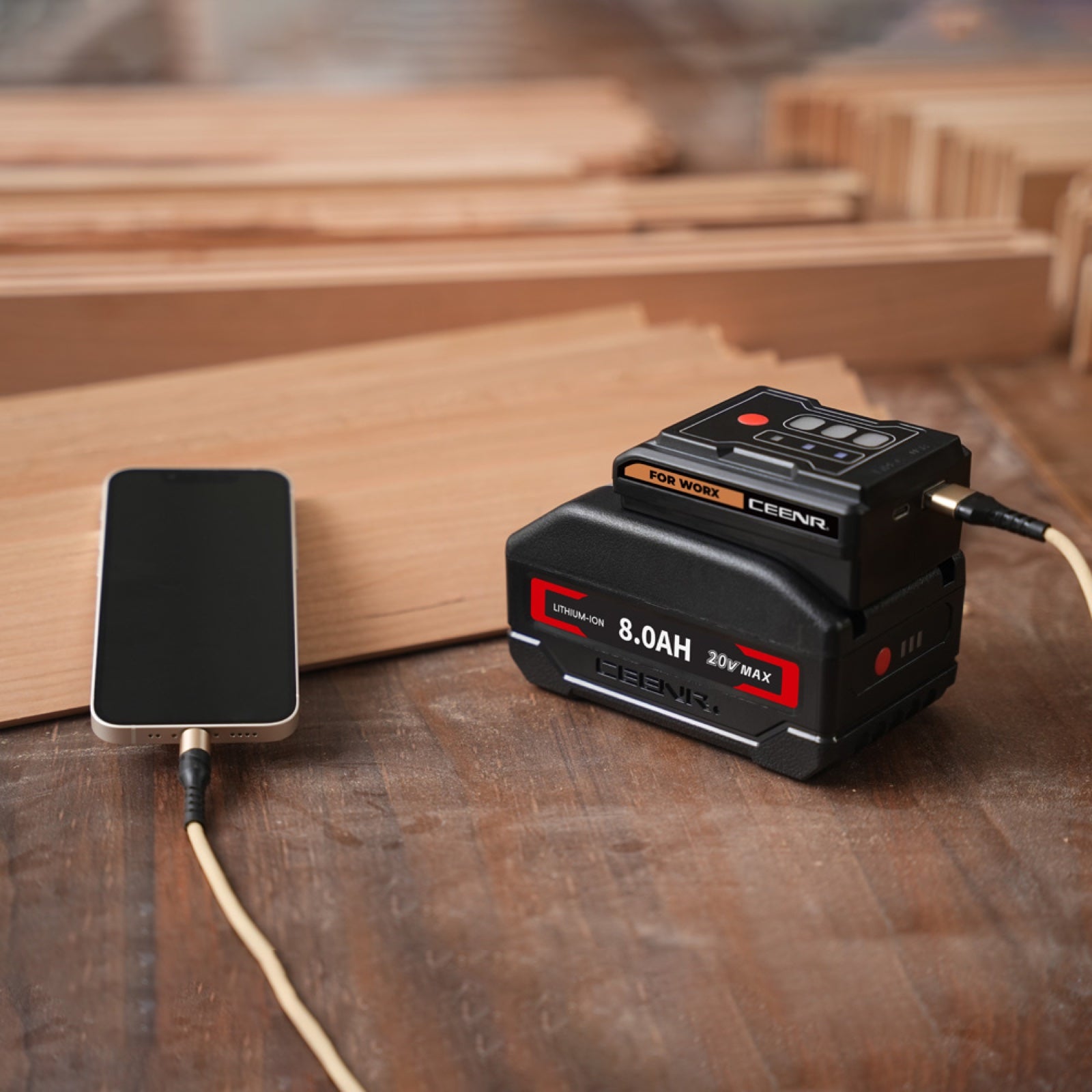 CEENR 45W USB-C Power Bank Adapter for Worx 20V WA3408 Batteries
